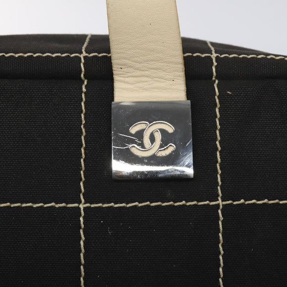 CHANEL Hand Bag Canvas Black CC Auth 131003