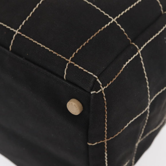 CHANEL Hand Bag Canvas Black CC Auth 131003
