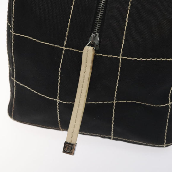CHANEL Hand Bag Canvas Black CC Auth 131003