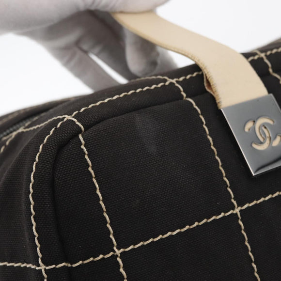 CHANEL Hand Bag Canvas Black CC Auth 131003