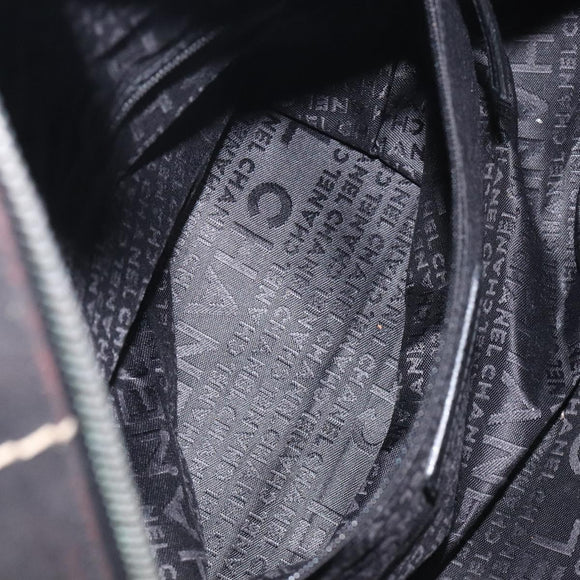 CHANEL Hand Bag Canvas Black CC Auth 131003