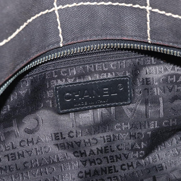 CHANEL Hand Bag Canvas Black CC Auth 131003