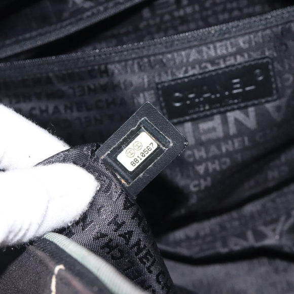 CHANEL Hand Bag Canvas Black CC Auth 131003