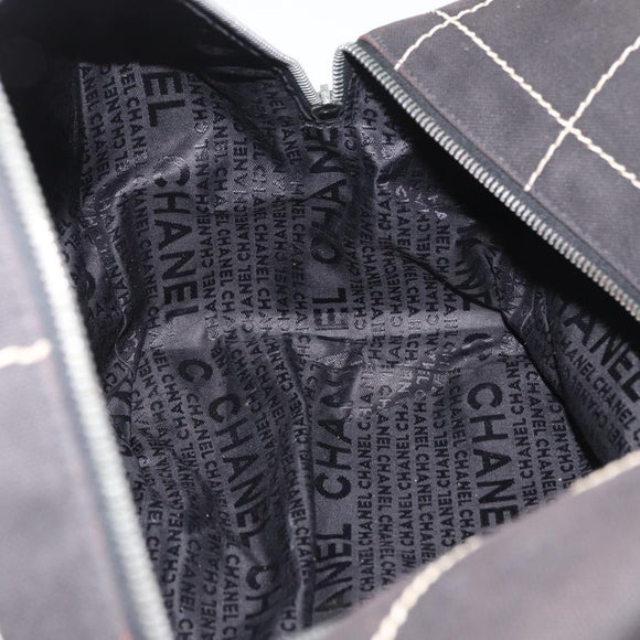 CHANEL Hand Bag Canvas Black CC Auth 131003