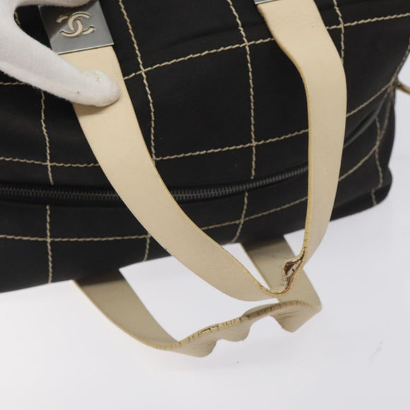 CHANEL Hand Bag Canvas Black CC Auth 131003