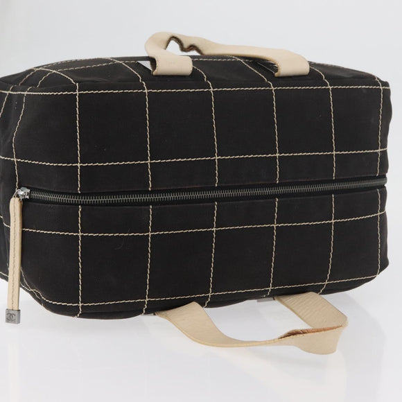 CHANEL Hand Bag Canvas Black CC Auth 131003