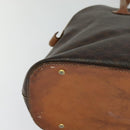 CELINE Macadam Canvas Hand Bag PVC Leather 2way Brown Gold Auth 131004-15