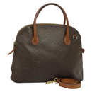 CELINE Macadam Canvas Hand Bag PVC Leather 2way Brown Gold Auth 131004-1
