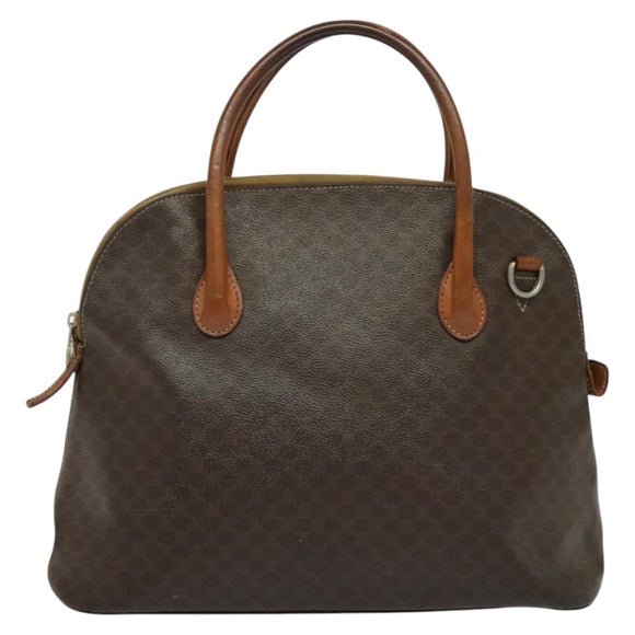 CELINE Macadam Canvas Hand Bag PVC Leather 2way Brown Gold Auth 131004