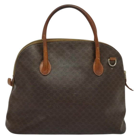CELINE Macadam Canvas Hand Bag PVC Leather 2way Brown Gold Auth 131004