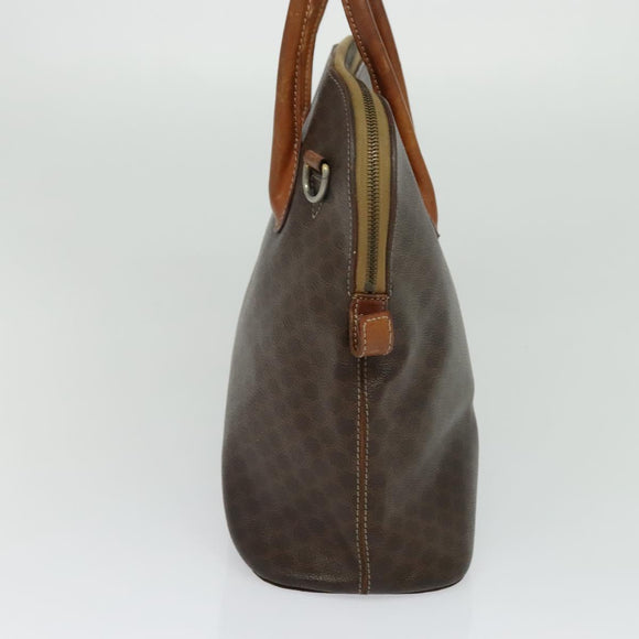 CELINE Macadam Canvas Hand Bag PVC Leather 2way Brown Gold Auth 131004