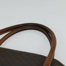 CELINE Macadam Canvas Hand Bag PVC Leather 2way Brown Gold Auth 131004-8