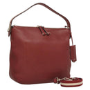 BALLY Shoulder Bag Leather 2way Red Silver Auth 131007-1