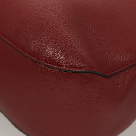 BALLY Shoulder Bag Leather 2way Red Silver Auth 131007