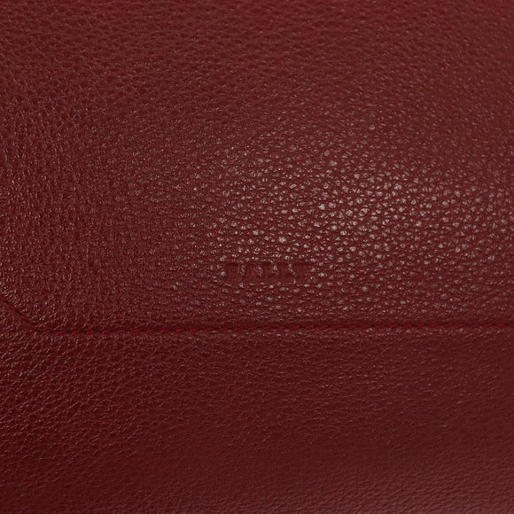 BALLY Shoulder Bag Leather 2way Red Silver Auth 131007