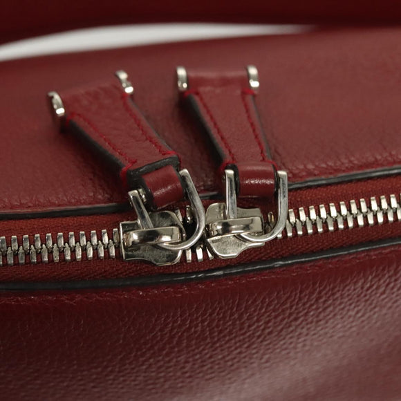 BALLY Shoulder Bag Leather 2way Red Silver Auth 131007