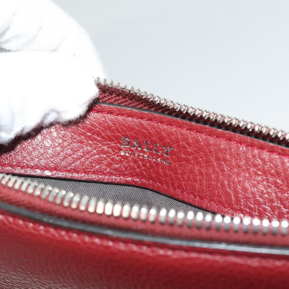 BALLY Shoulder Bag Leather 2way Red Silver Auth 131007