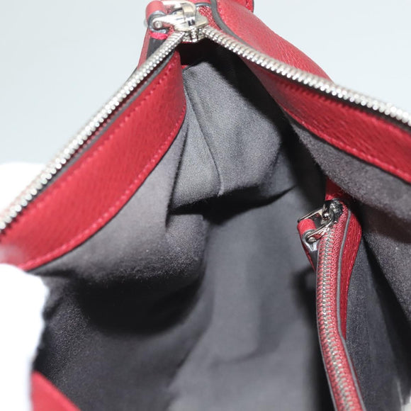 BALLY Shoulder Bag Leather 2way Red Silver Auth 131007