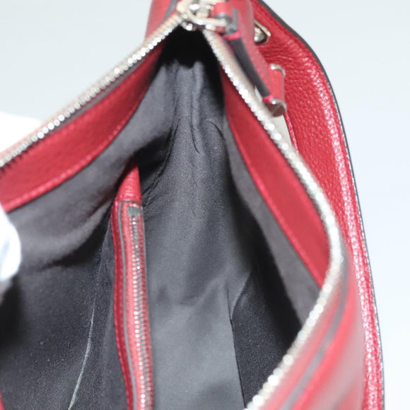 BALLY Shoulder Bag Leather 2way Red Silver Auth 131007