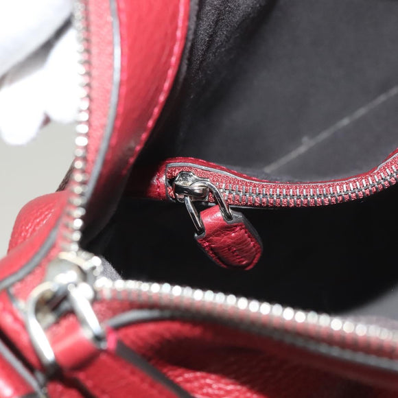 BALLY Shoulder Bag Leather 2way Red Silver Auth 131007