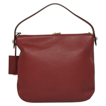 BALLY Shoulder Bag Leather 2way Red Silver Auth 131007 - 0