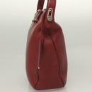 BALLY Shoulder Bag Leather 2way Red Silver Auth 131007-3