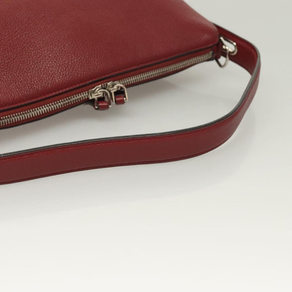 BALLY Shoulder Bag Leather 2way Red Silver Auth 131007