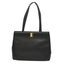 Salvatore Ferragamo Vala Tote Bag Leather Black Gold Auth 131008-2