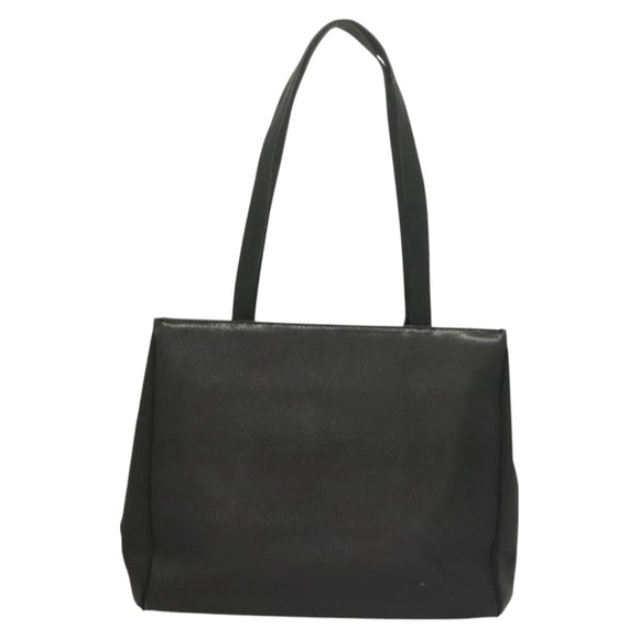 Salvatore Ferragamo Vala Tote Bag Leather Black Gold Auth 131008