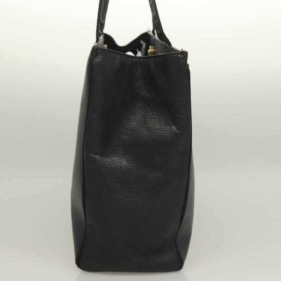 Salvatore Ferragamo Vala Tote Bag Leather Black Gold Auth 131008