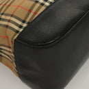 BURBERRY Nova Check Hand Bag Canvas Leather Beige Gold Auth 131011-9
