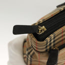BURBERRY Nova Check Hand Bag Canvas Leather Beige Gold Auth 131011-10