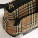 BURBERRY Nova Check Hand Bag Canvas Leather Beige Gold Auth 131011-17