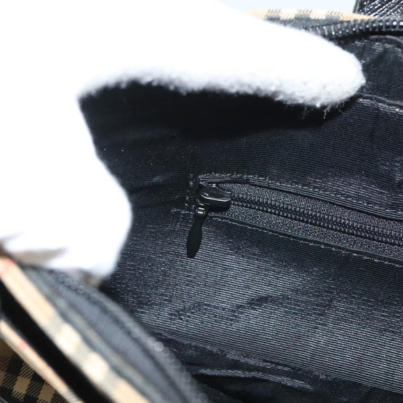 BURBERRY Nova Check Hand Bag Canvas Leather Beige Gold Auth 131011