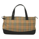 BURBERRY Nova Check Hand Bag Canvas Leather Beige Gold Auth 131011-13