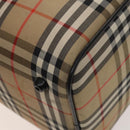 Burberrys Nova Check Boston Bag Canvas Beige Gold Auth 131030-15