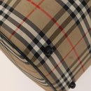 Burberrys Nova Check Boston Bag Canvas Beige Gold Auth 131030-16