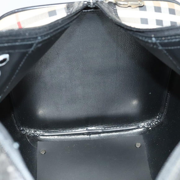 Burberrys Nova Check Boston Bag Canvas Beige Gold Auth 131030