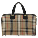 Burberrys Nova Check Boston Bag Canvas Beige Gold Auth 131030-2