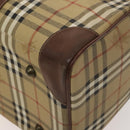 Burberrys Nova Check Boston Bag PVC Leather 2way Beige Gold Auth 131032-14