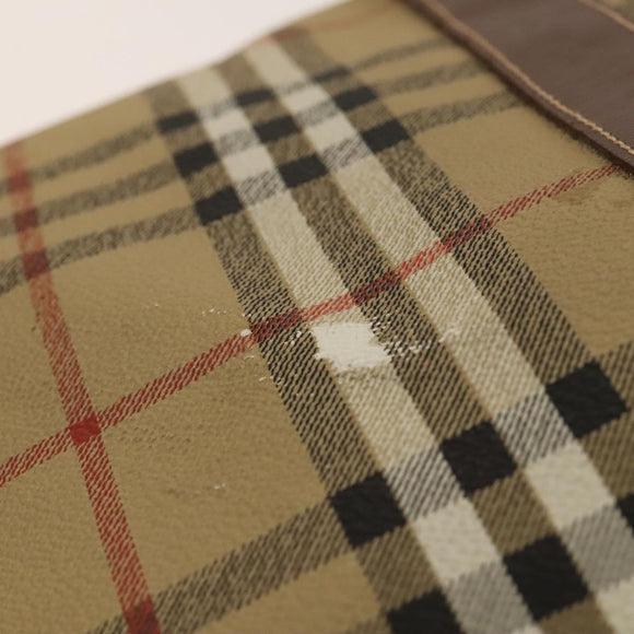 Burberrys Nova Check Boston Bag PVC Leather 2way Beige Gold Auth 131032