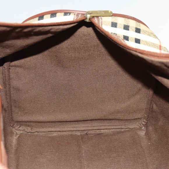 Burberrys Nova Check Boston Bag PVC Leather 2way Beige Gold Auth 131032