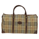 Burberrys Nova Check Boston Bag PVC Leather 2way Beige Gold Auth 131032-13