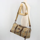 Burberrys Nova Check Boston Bag PVC Leather 2way Beige Gold Auth 131032-27
