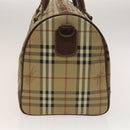 Burberrys Nova Check Boston Bag PVC Leather 2way Beige Gold Auth 131032-3