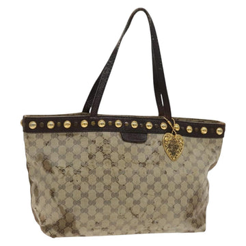 GUCCI GG Crystal Tote Bag Coated Canvas Beige Gold 207291 Auth 131034