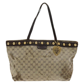 GUCCI GG Crystal Tote Bag Coated Canvas Beige Gold 207291 Auth 131034 - 0