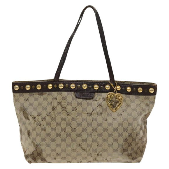 GUCCI GG Crystal Tote Bag Coated Canvas Beige Gold 207291 Auth 131034