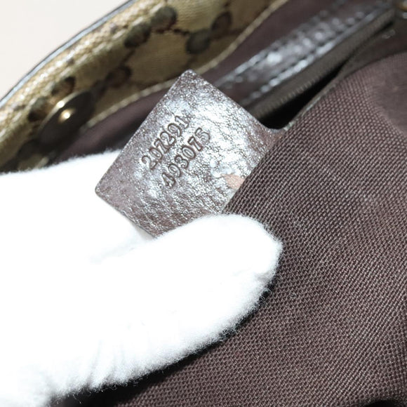 GUCCI GG Crystal Tote Bag Coated Canvas Beige Gold 207291 Auth 131034