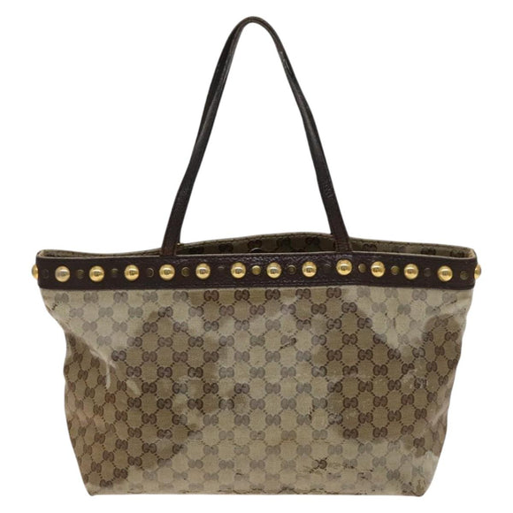 GUCCI GG Crystal Tote Bag Coated Canvas Beige Gold 207291 Auth 131034